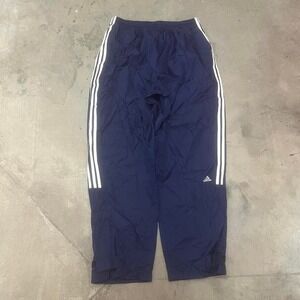 Vintage adidas men's blue white stripe baggy open leg track pants loose xl